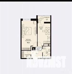 1-к квартира, вторичка, 45м2, 4/15 этаж