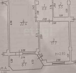 1-к квартира, вторичка, 52м2, 9/10 этаж