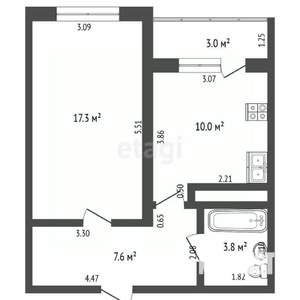 1-к квартира, вторичка, 38м2, 13/19 этаж