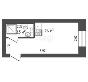 Студия квартира, вторичка, 16м2, 2/3 этаж
