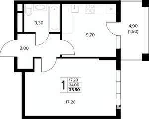 1-к квартира, вторичка, 36м2, 5/8 этаж