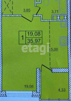 1-к квартира, вторичка, 36м2, 7/17 этаж