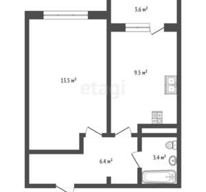 1-к квартира, вторичка, 36м2, 3/13 этаж