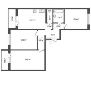 3-к квартира, вторичка, 86м2, 14/16 этаж