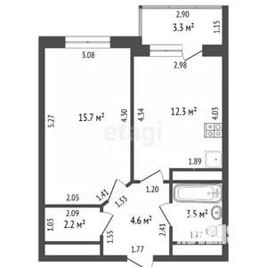 1-к квартира, вторичка, 40м2, 8/19 этаж