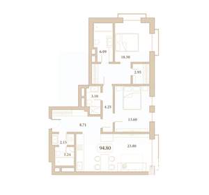 2-к квартира, вторичка, 95м2, 2/7 этаж