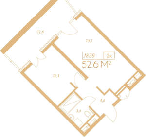 2-к квартира, вторичка, 61м2, 3/9 этаж
