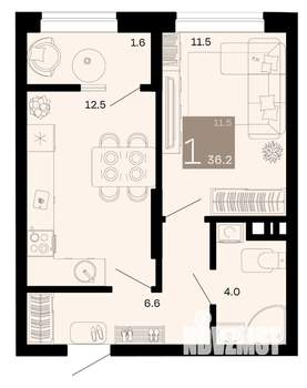 1-к квартира, строящийся дом, 36м2, 8/8 этаж