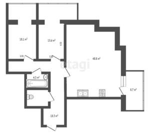 3-к квартира, сданный дом, 136м2, 14/16 этаж
