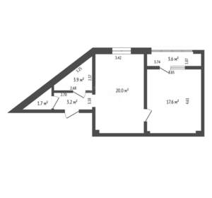 1-к квартира, вторичка, 46м2, 4/4 этаж