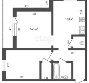 2-к квартира, вторичка, 56м2, 14/17 этаж
