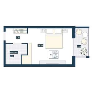 Студия квартира, вторичка, 33м2, 5/9 этаж