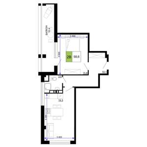 2-к квартира, вторичка, 59м2, 2/9 этаж