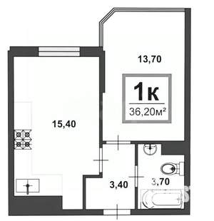 1-к квартира, вторичка, 36м2, 8/16 этаж