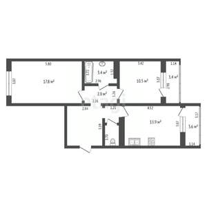 2-к квартира, вторичка, 60м2, 3/16 этаж