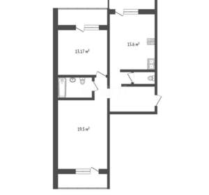 2-к квартира, вторичка, 65м2, 2/16 этаж