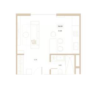 Студия квартира, вторичка, 34м2, 1/7 этаж