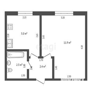 1-к квартира, вторичка, 21м2, 1/5 этаж