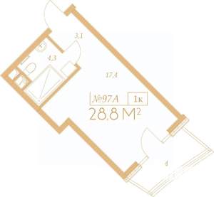 1-к квартира, вторичка, 29м2, 8/9 этаж
