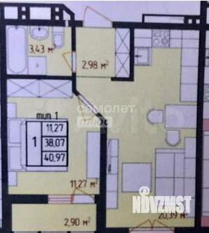 1-к квартира, вторичка, 41м2, 17/18 этаж
