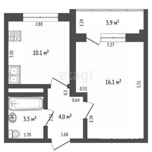 1-к квартира, вторичка, 38м2, 7/20 этаж