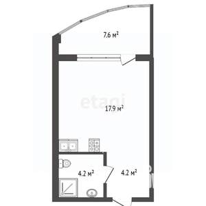 Студия квартира, вторичка, 33м2, 1/7 этаж