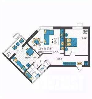 2-к квартира, вторичка, 62м2, 5/9 этаж