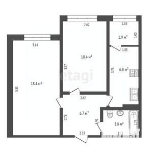 2-к квартира, вторичка, 46м2, 7/10 этаж