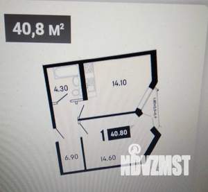 1-к квартира, вторичка, 41м2, 8/16 этаж