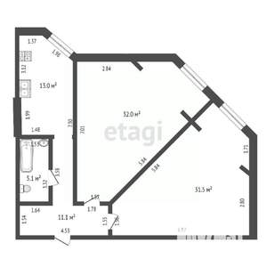 2-к квартира, вторичка, 93м2, 7/12 этаж