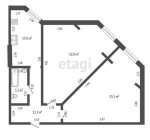 2-к квартира, вторичка, 93м2, 7/12 этаж