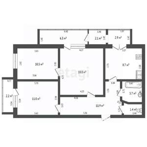 3-к квартира, вторичка, 78м2, 4/9 этаж