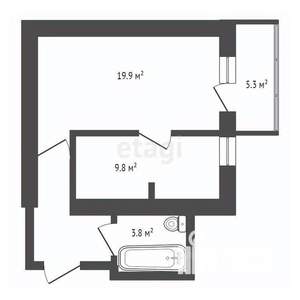 1-к квартира, вторичка, 40м2, 2/6 этаж