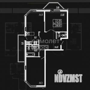 3-к квартира, вторичка, 90м2, 5/14 этаж