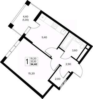 1-к квартира, вторичка, 34м2, 5/8 этаж