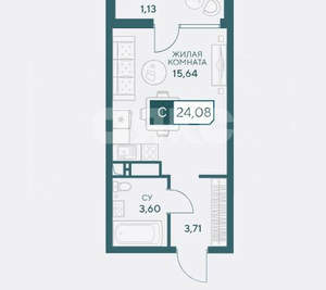 Студия квартира, строящийся дом, 25м2, 20/20 этаж