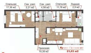 2-к квартира, вторичка, 67м2, 11/18 этаж