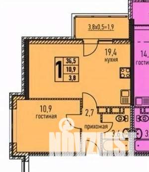 1-к квартира, вторичка, 40м2, 3/6 этаж