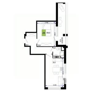 2-к квартира, вторичка, 59м2, 2/9 этаж