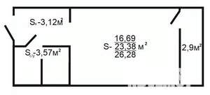 Студия квартира, вторичка, 26м2, 8/19 этаж