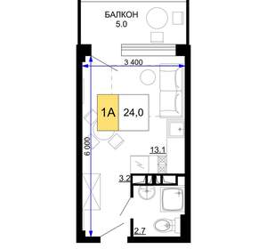 1-к квартира, вторичка, 24м2, 8/9 этаж