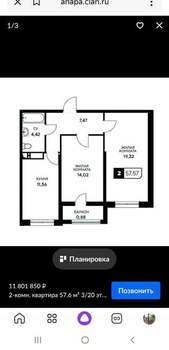 2-к квартира, вторичка, 58м2, 17/20 этаж