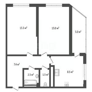 2-к квартира, вторичка, 51м2, 9/13 этаж