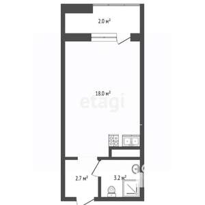 Студия квартира, вторичка, 26м2, 8/15 этаж