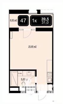 Студия квартира, вторичка, 40м2, 3/9 этаж
