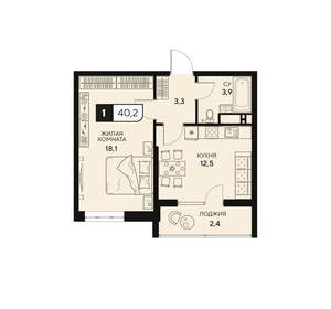 1-к квартира, вторичка, 40м2, 11/15 этаж