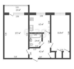 2-к квартира, вторичка, 46м2, 4/5 этаж