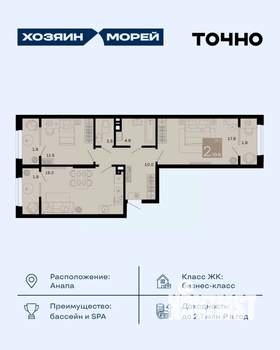 2-к квартира, вторичка, 71м2, 2/8 этаж