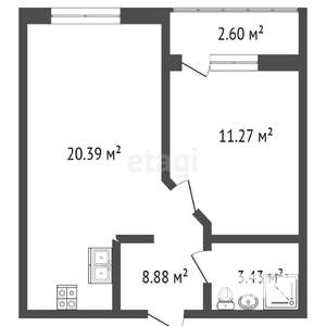 1-к квартира, вторичка, 41м2, 12/18 этаж
