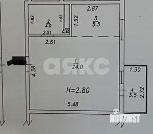 1-к квартира, вторичка, 37м2, 4/5 этаж